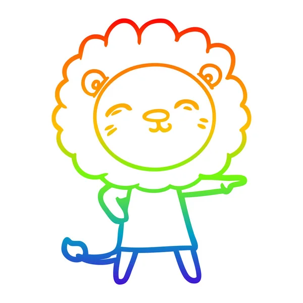 虹のグラデーションライン描画漫画ライオン — ストックベクタ