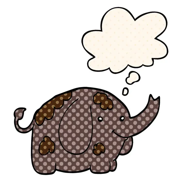 Мультяшный слон и мыльный пузырь в стиле комиксов — стоковый вектор