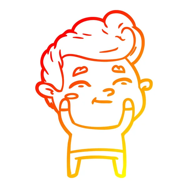 Linha gradiente quente desenho feliz cartoon homem — Vetor de Stock
