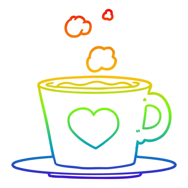 彩虹渐变线画一杯可爱的咖啡 — 图库矢量图片