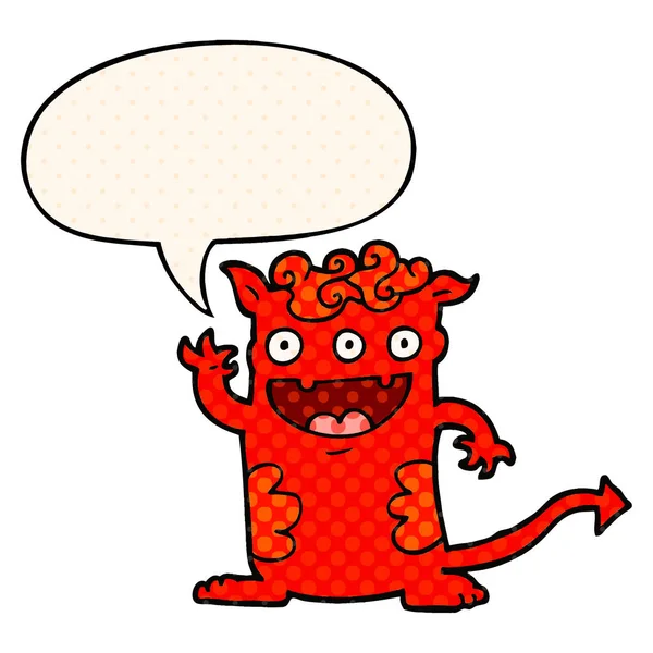 Cartoon Halloween potwór i bańka mowy w komiksowym stylu książki — Wektor stockowy