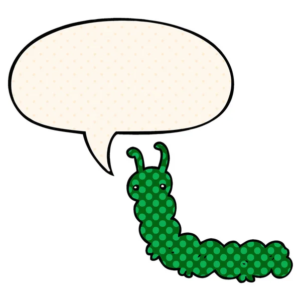 Cartoon Caterpillar en toespraak bubble in Comic Book stijl — Stockvector
