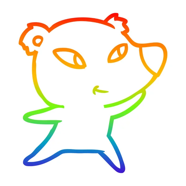 Regenboog gradiënt lijntekening cute cartoon Bear — Stockvector