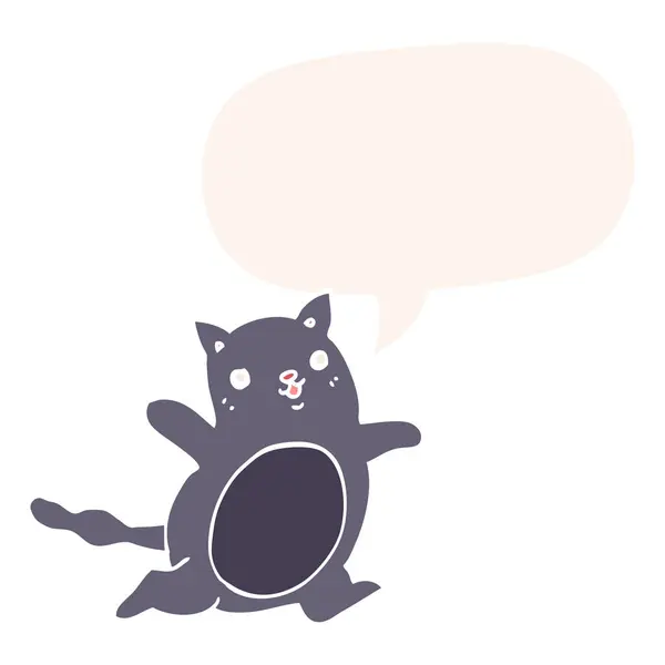 Dibujos animados gato y el habla burbuja en estilo retro — Archivo Imágenes Vectoriales