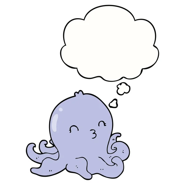 Cartoon octopus en gedachte Bubble — Stockvector