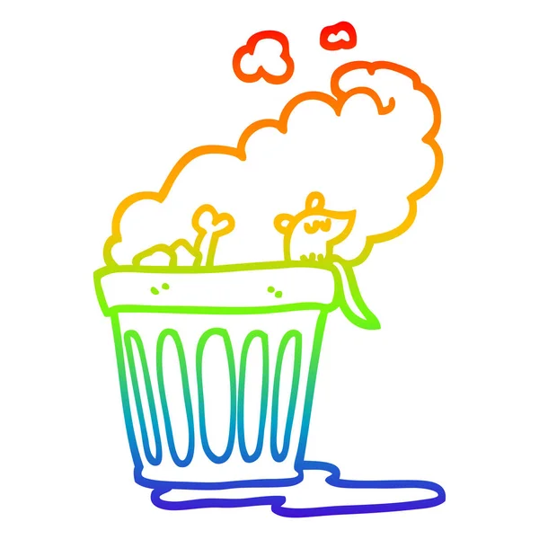 虹のグラデーションライン描画漫画臭いゴミ缶 — ストックベクタ