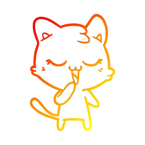温暖的渐变线绘制快乐卡通猫 — 图库矢量图片