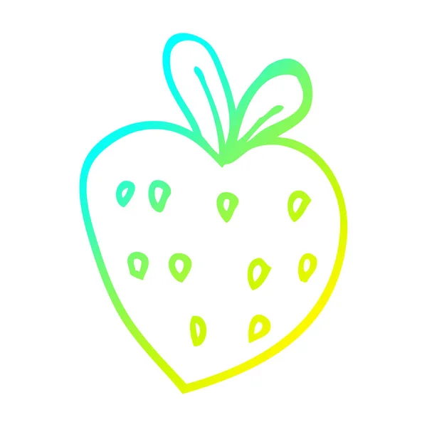 Froid dégradé ligne dessin dessin animé fraise en — Image vectorielle
