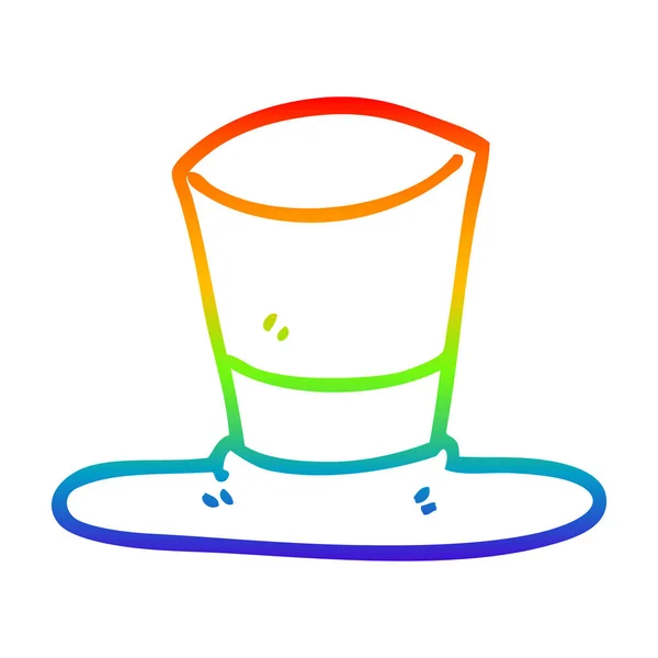 Arco iris gradiente línea dibujo dibujos animados sombrero de copa — Archivo Imágenes Vectoriales