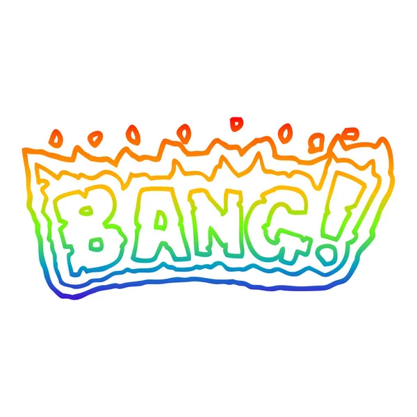 Rainbow gradient linje ritning tecknad ord Bang — Stock vektor