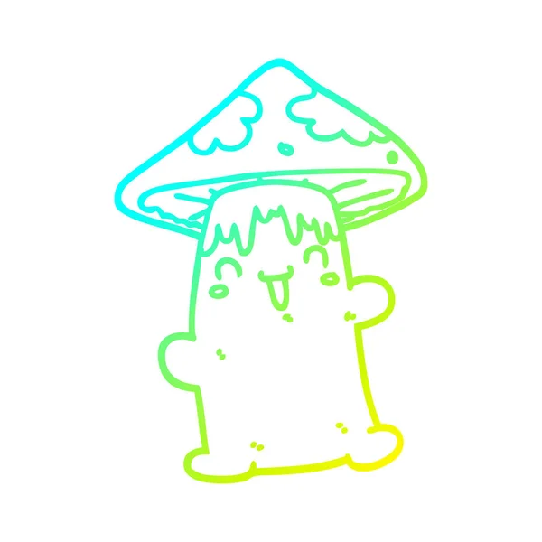 Studený gradient čára kresba kreslená houbová postava — Stockový vektor