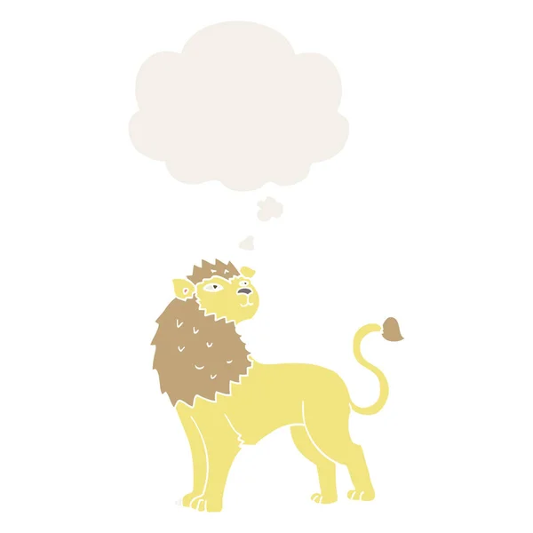 Мультяшный лев и мыльный пузырь в стиле ретро — стоковый вектор