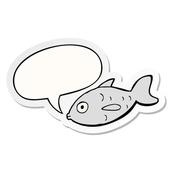 Poisson de dessin animé et autocollant bulle de parole — Image vectorielle