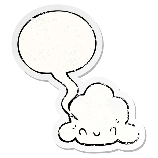 Cartoon cloud and speech bubble distressed sticker — Stock Vector