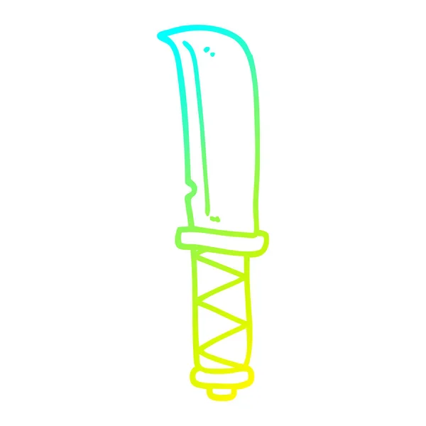 Línea de gradiente frío dibujo cuchillo de dibujos animados — Vector de stock