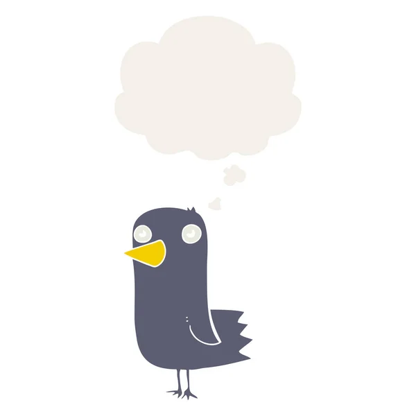 レトロなスタイルで漫画の鳥と思考バブル — ストックベクタ