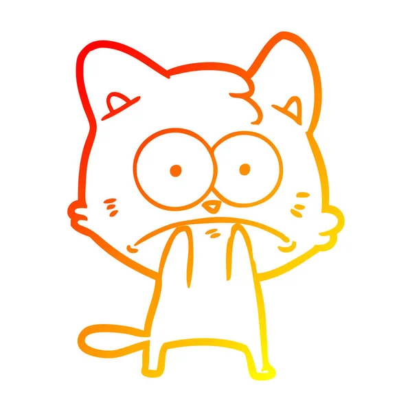 Meleg színátmenet vonal rajz rajzfilm ideges macska — Stock Vector
