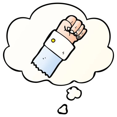 karikatür yumuşak degrade tarzında yumruk ve düşünce balonu kaldırdı