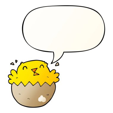 düzgün degrade stil karikatür kuluçka civciv ve konuşma balonu