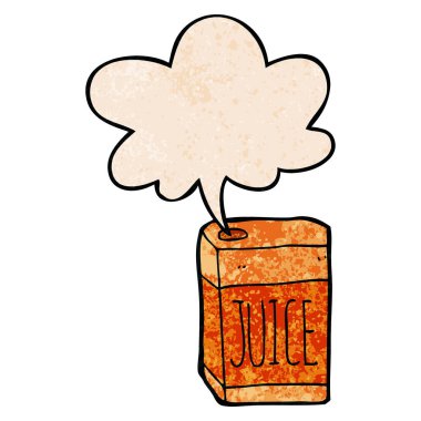 retro doku tarzında karikatür suyu kutusu ve konuşma balonu