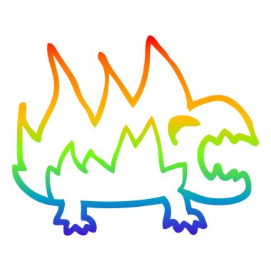 gökkuşağı gradyan çizgi çizim karikatür yangın iblis