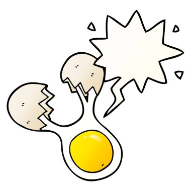 karikatür pürüzsüz degrade tarzında yumurta ve konuşma balonu kırık