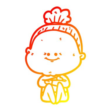 sıcak degrade çizgi çizim karikatür mutlu yaşlı kadın