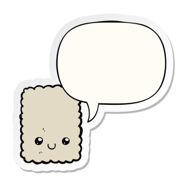 karikatür bisküvi ve konuşma kabarcık etiket