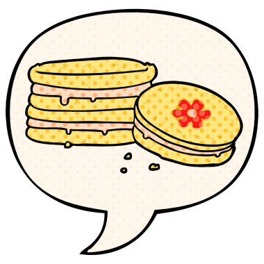 çizgi roman tarzında karikatür bisküvi ve konuşma balonu