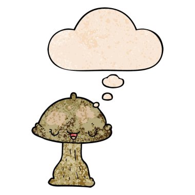 karikatür toadstool ve grunge doku desen s düşünce balonu