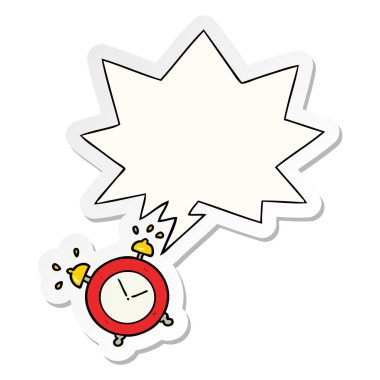 karikatür çalar saat ve konuşma kabarcık etiket zil