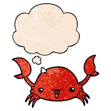 grunge doku desen tarzı karikatür yengeç ve düşünce balonu