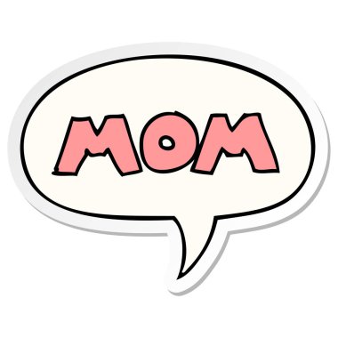  karikatür kelime anne ve konuşma kabarcık etiket