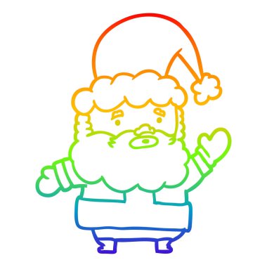 gökkuşağı gradyan çizgi çizim noel baba sallayarak