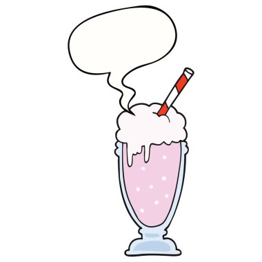 karikatür milkshake ve konuşma balonu