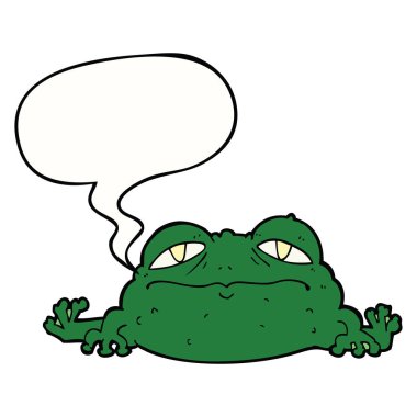 karikatür çirkin kurbağa ve konuşma balonu
