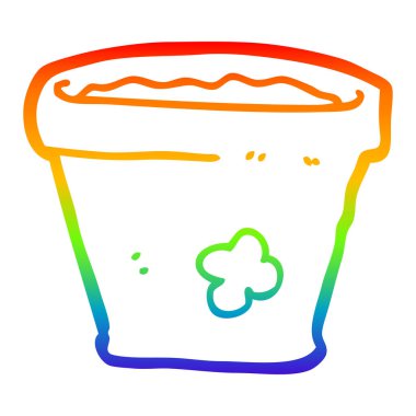 gökkuşağı gradyan çizgi çizim karikatür bitki pot