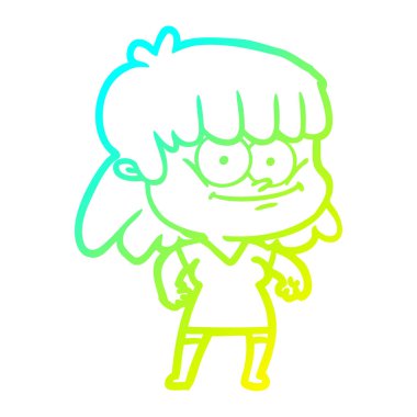 soğuk degrade çizgi çizim karikatür kız gülümseyerek