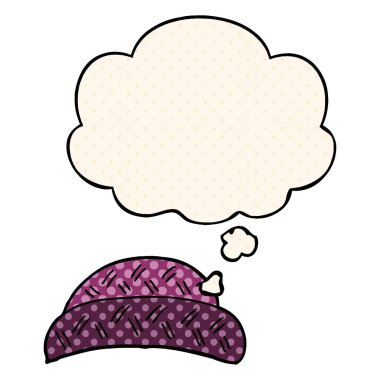 çizgi film şapka ve çizgi roman tarzında düşünce balonu