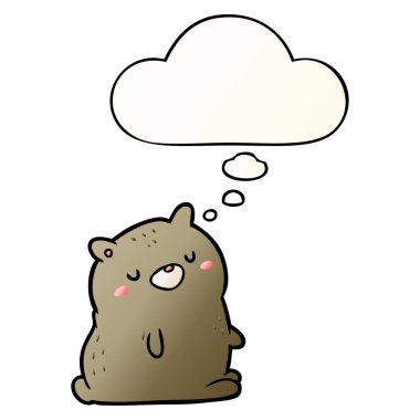 çizgi film ayısı ve pürüzsüz degrade tarzında düşünce balonu