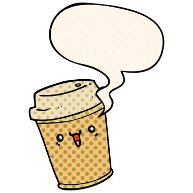çizgi film çizgi roman tarzında kahve ve konuşma balonu çıkarmak