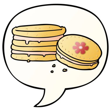 karikatür bisküvi ve konuşma balonu pürüzsüz degrade tarzında