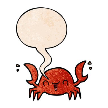retro doku tarzında karikatür yengeç ve konuşma balonu