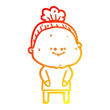 sıcak degrade çizgi çizim karikatür mutlu yaşlı kadın