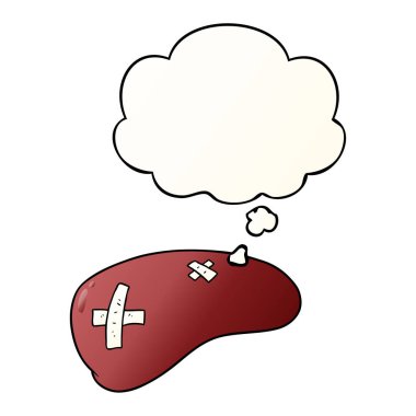 karikatür pürüzsüz degrade sty karaciğer ve düşünce balonu tamir