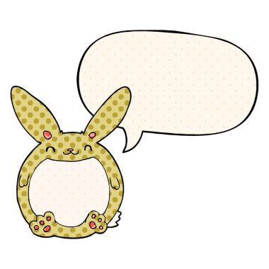çizgi roman tarzında karikatür tavşan ve konuşma balonu