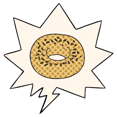 çizgi roman tarzında karikatür donut ve konuşma balonu