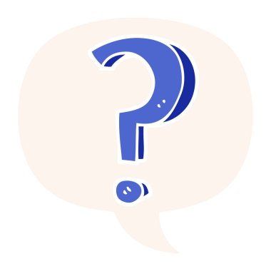 retro tarzında karikatür soru işareti ve konuşma balonu