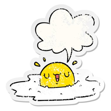 karikatür kızarmış yumurta ve konuşma balonu sıkıntılı etiket