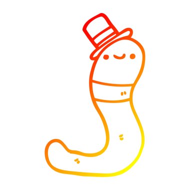 sıcak degrade çizgi çizim sevimli karikatür solucan